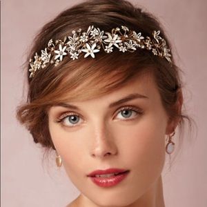 BHLDN Trina gold enamel flower headband/tiara